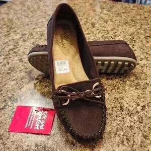 Women's Dexflex Comfort Brown Suede Moccasin Loafer Shoe Size 7